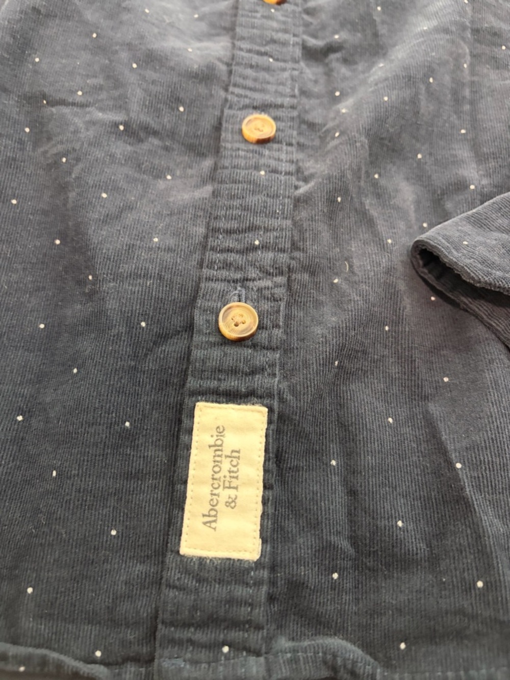 Abercrombie & Fitch Navy Button-Down with Micro Dot Pattern